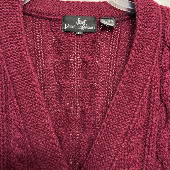 Vintage Johnathan Stewart Wool Cable Cardigan Sweater - Picture 3 of 7